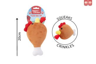 SQUEAKY PLUSH CHICKEN LEG DOG TOY