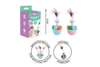 INTERACTIVE POMPOM TUMBLER CAT TOY 2 COL