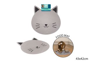 ANTI SLIP CAT HEAD FOOD MAT 43X42CM