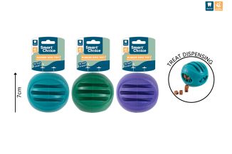 RUBBER BALL TREAT DISPENSER DOG TOY 3 COL