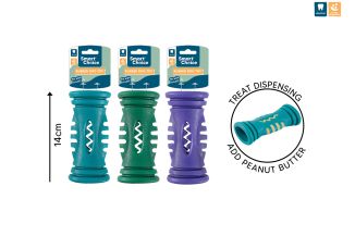 RUBBER TREAT DISPENSING DOG TOY 3 COL