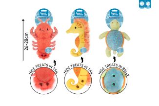 SQUEAKY PLUSH TREAT HIDING SEA DOG TOY