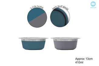 STAINLESS STEEL PET BOWL 13CM 473ML 2COL