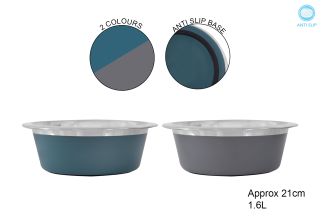STAINLESS STEEL PET BOWL 21CM 1.55L 2COL