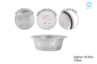 TEXTURED S/STEEL PET BOWL 16.5CM 780ML