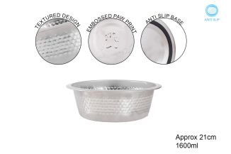 TEXTURED S/STEEL PET BOWL 21CM 1.55L