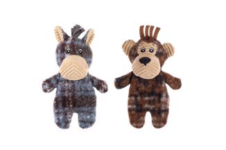  Plush Flat Squeaky Dog Toy - 3 Assorted Colours