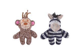  Plush Short Squeaky Dog Toy - 3 Assorted Designs