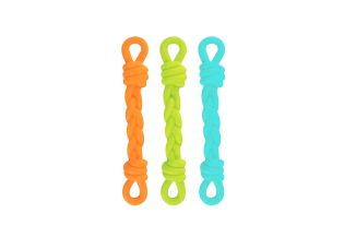 Rubber Knot Stick Dog Toy - 3 Assorted Colours
