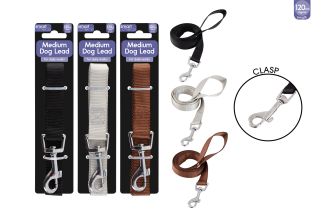 DOG LEAD MEDIUM 1.2M 3 ASSORTED COLOURS