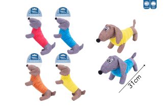 Smart Choice Squeaky Plush Sausage Dog Toy 4 Assorted Colours