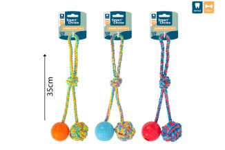 Smart Choice Rubber & Rope Tug Dog Toy 3 Assorted Colours