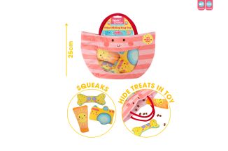 CRINKLE PLUSH TREAT HIDING BEACH BAG DOG TOY