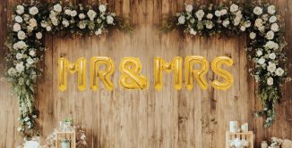 Perfect Day Mr & Mrs Gold Foil Balloons 35cm