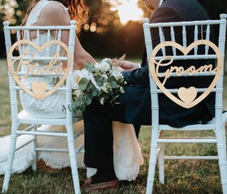 Perfect Day Wooden Mr & Mrs Chair Signs 30x29cm