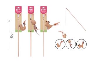 World of pets Natural Look Teaser Cat Toy 3 Assorted Designs