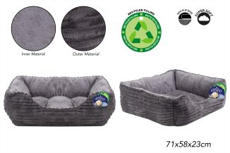 Sweet Dreams Ribbed Pet Bed Large 71x58x23cm Grey