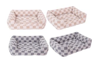 Sweet Dreams Chequered Pet Bed Small 46x36x15cm 2 Col