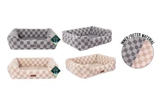 Sweet Dreams Chequered Pet Bed Medium 58x48x20cm 2 Col