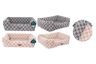 Sweet Dreams Chequered Pet Bed Large 71x58x25cm 2 Col