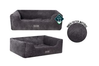 GREY TWILL PET BED LARGE 71X58X25CM