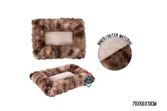 FAUX FUR SQUARE PET BED SMALL 46X36X15CM