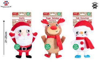 Smart Choice Squeaky Plush Festive Dog Toy 3 Assorted