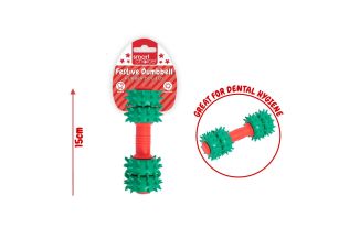 Smart Choice Festive Dental Rubber Dumbbell Dog Toy