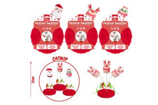 FESTIVE PLUSH SPRING CAT TOY 3 ASST