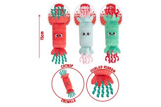 FESTIVE CRINKLE & CATNIP CRACKER CAT TOY