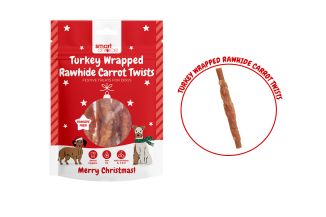TURKEY WRAPPED RAWHIDE CARROT STICK DOG TREAT