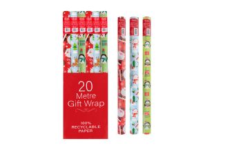 RSW Christmas 20 Metre Wrapping Paper 3 Assorted Designs