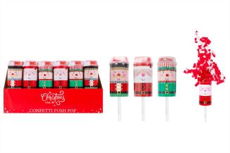 RSW Christmas Red & White Tissue Confetti Push Pop