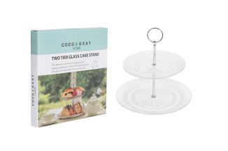 Coco & Gray Glass 2 Tier Cake Stand 18 x 23cm