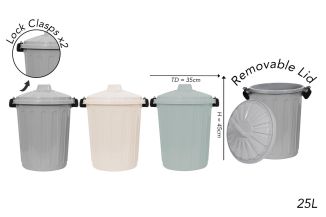 RSW Medium Clip Lid Bin 25l 3 Assorted Colours