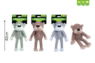 Smart Choice Squeaky Plush Monkey Dog Toy 4 Assorted Colours