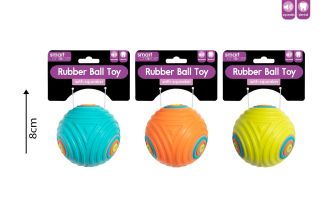 Smart Choice Squeaky Rubber Pattern Ball Dog Toy 3col