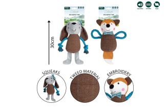 Smart Choice Squeaky Plush & Rope Rabbit / Fox Dog Toy