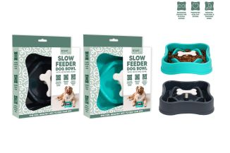 Smart Choice Plastic Slow Feeder Bone Pet Bowl 3 Col