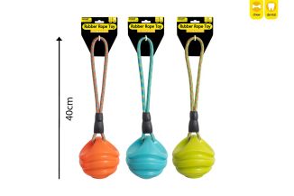 Smart Choice Rubber Ball & Rope Dog Toy 3 Col