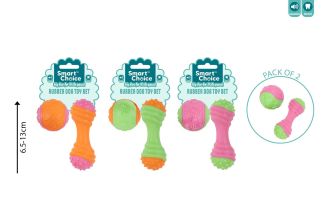 Smart Choice Small Dog/puppy Squeaky Rubber 2 Pack 3 Col