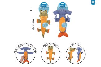 Smart Choice Tough Squeaky Plush Shark/croc Dog Toy