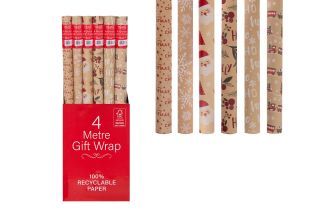 RSW Christmas 4m Gift Paper Kraft Fsc Recycled 100%