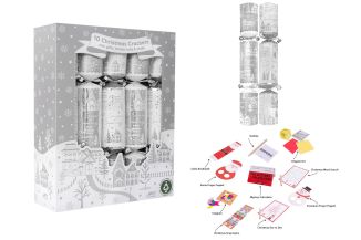 RSW Christmas 10 Family Silver Houses 12" Crackers